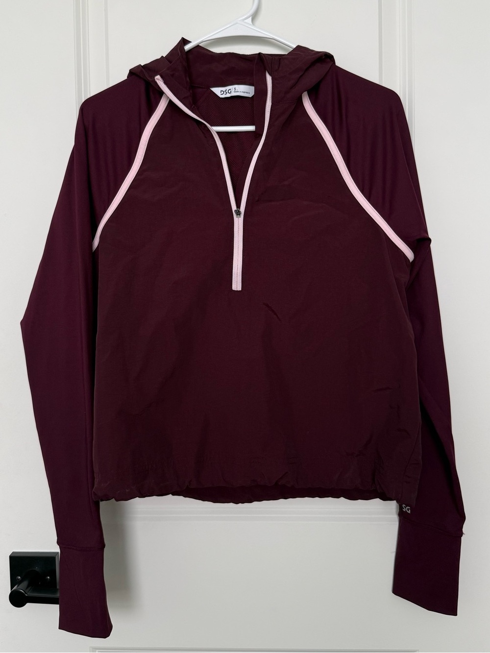 DSG Women’s Activate Hooded 1/4 Zip Windbreaker Jacket Small Team Burgundy Pink